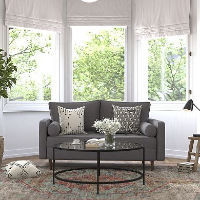 Flash Furniture Compact Upholstered Tufted Loveseat with Wooden Legs