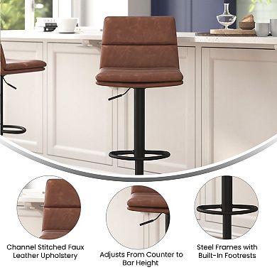 Flash Furniture Set of 2 Commercial Armless Adjustable Height Barstools