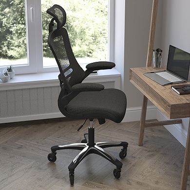 Flash Furniture Ergonomic Swivel Task Chair with Roller Wheels & Flip Up Arms