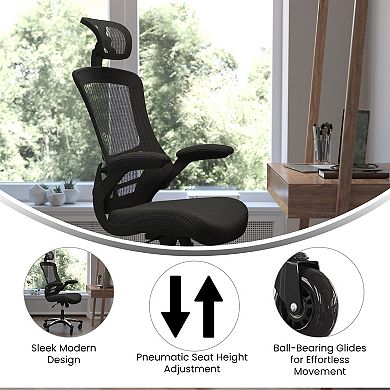 Flash Furniture Ergonomic Swivel Task Chair with Roller Wheels & Flip Up Arms