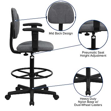 Flash Furniture Fabric Drafting Chair with Arms (Cylinders: 22.5''-27''H or 26''-30.5''H)