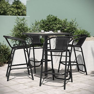Emma And Oliver 4 Pack Indoor-outdoor Rattan Restaurant Barstool