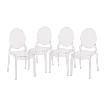 Flash Furniture Set of 4 Extra Wide Resin All-Weather Ghost Banquet Chairs