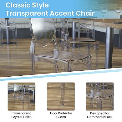 Flash Furniture Set of 4 Extra Wide Resin All-Weather Ghost Banquet Chairs