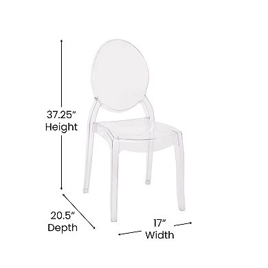Flash Furniture Set of 4 Extra Wide Resin All-Weather Ghost Banquet Chairs