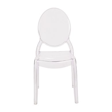 Flash Furniture Set of 4 Extra Wide Resin All-Weather Ghost Banquet Chairs