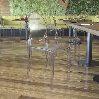 Flash Furniture Set of 4 Extra Wide Resin All-Weather Ghost Banquet Chairs