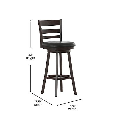 Flash Furniture Upholstered Commercial Wooden Swivel Bar Stool