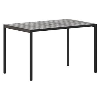 Flash Furniture All-Weather Faux Teak Patio Dining Table with Steel Frame - Seats 4