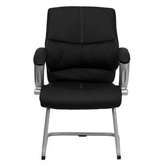 Flash Furniture LeatherSoft Executive Side Reception Chair with Silver Sled Base