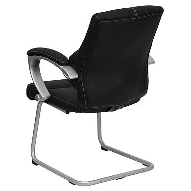 Flash Furniture LeatherSoft Executive Side Reception Chair with Silver Sled Base