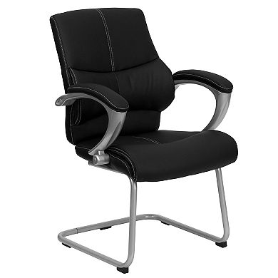 Flash Furniture LeatherSoft Executive Side Reception Chair with Silver Sled Base