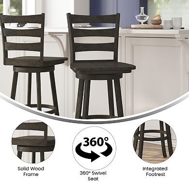 Flash Furniture Commercial Wooden Swivel Bar Height Stool