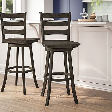 Flash Furniture Commercial Wooden Swivel Bar Height Stool