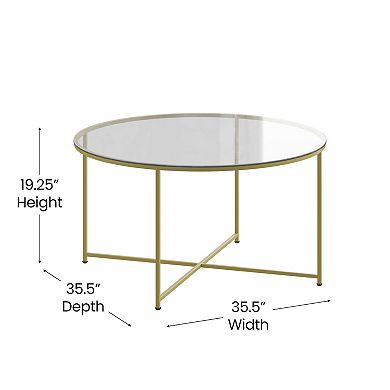 Flash Furniture Glass Table Set with X Metal Frame-Coffee Table-2 End Tables