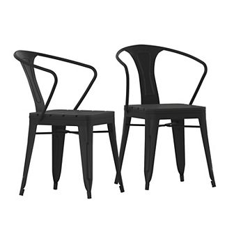 Flash Furniture All-Weather Vertical Slat Back Patio Chair with Poly Resin Seat-2 Pack