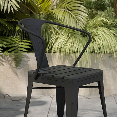 Flash Furniture All-Weather Vertical Slat Back Patio Chair with Poly Resin Seat-2 Pack