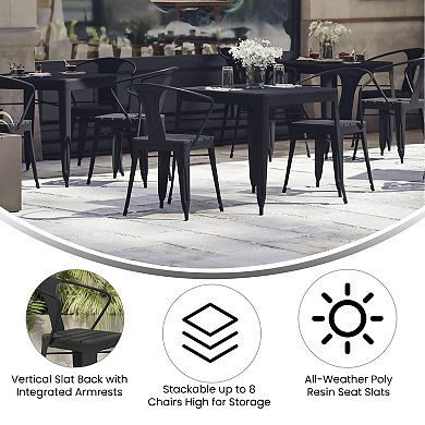 Flash Furniture All-Weather Vertical Slat Back Patio Chair with Poly Resin Seat-2 Pack