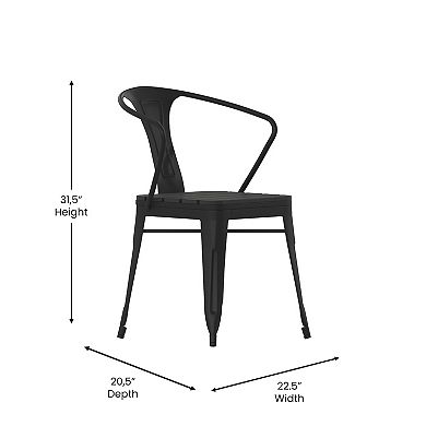 Flash Furniture All-Weather Vertical Slat Back Patio Chair with Poly Resin Seat-2 Pack