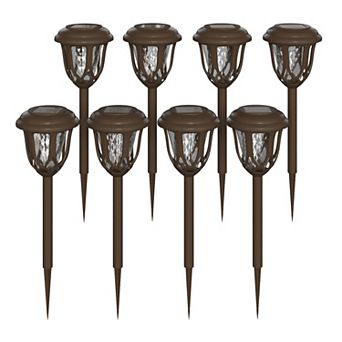 Flash Furniture All - Weather Tulip Design Solar Powered LED Garden & Pathway Lights - Set of 8