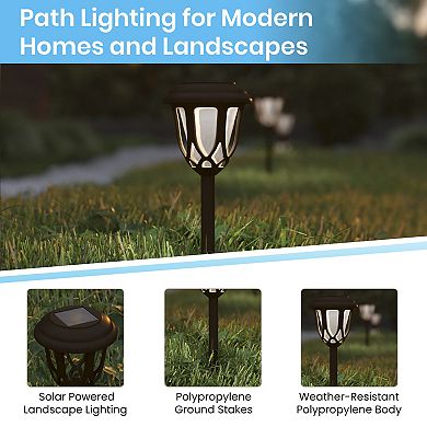 Flash Furniture All - Weather Tulip Design Solar Powered LED Garden & Pathway Lights - Set of 8