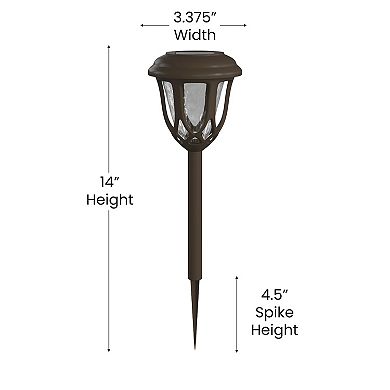 Flash Furniture All - Weather Tulip Design Solar Powered LED Garden & Pathway Lights - Set of 8