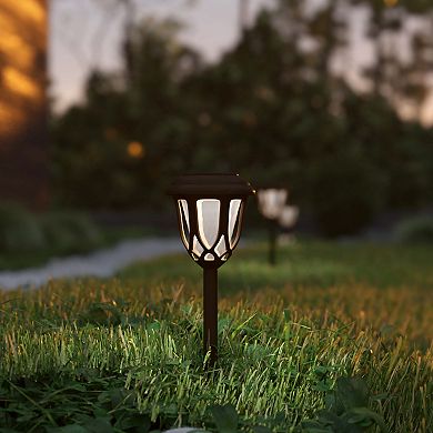 Flash Furniture All - Weather Tulip Design Solar Powered LED Garden & Pathway Lights - Set of 8