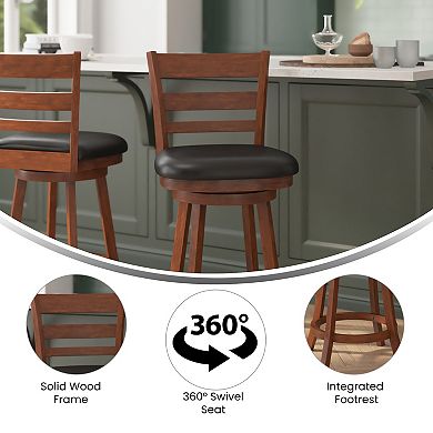 Flash Furniture Upholstered Commercial Wooden Swivel Counter Stool