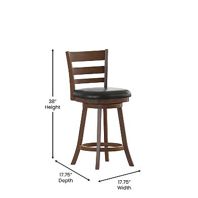 Flash Furniture Upholstered Commercial Wooden Swivel Counter Stool