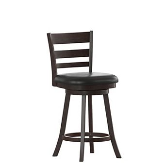 Flash Furniture Upholstered Commercial Wooden Swivel Counter Stool