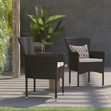Flash Furniture Indoor/Outdoor Wicker Wrapped Steel Frame Patio Chairs & Cushions