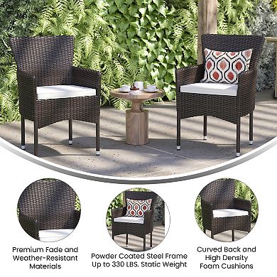 Flash Furniture Indoor/Outdoor Wicker Wrapped Steel Frame Patio Chairs & Cushions