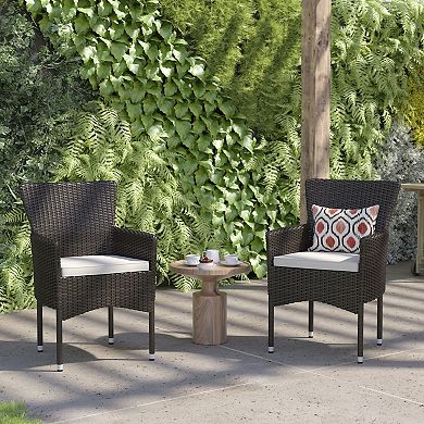 Flash Furniture Indoor/Outdoor Wicker Wrapped Steel Frame Patio Chairs & Cushions