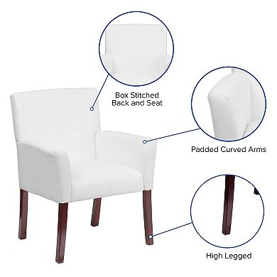 Flash Furniture LeatherSoft Executive Side Reception Chair with Mahogany Legs