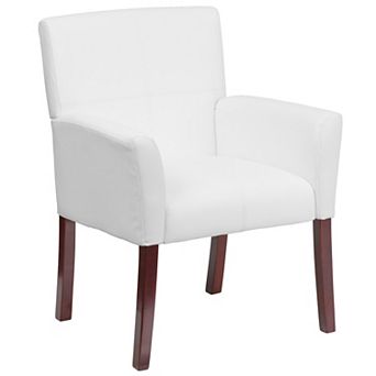 Flash Furniture LeatherSoft Executive Side Reception Chair with Mahogany Legs
