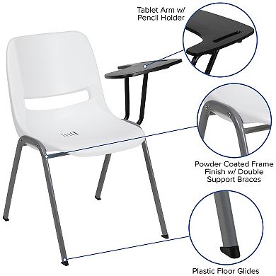 Flash Furniture Ergonomic Shell Chair with Left Handed Flip-Up Tablet Arm