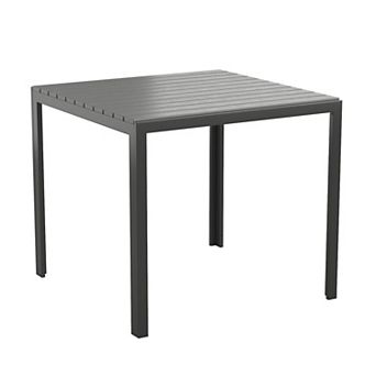 Flash Furniture Indoor/Outdoor Commercial Steel Patio Table with Poly Resin Slatted Top