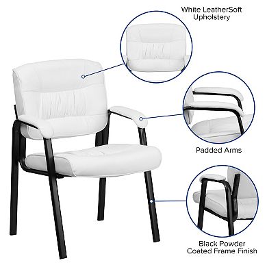 Flash Furniture LeatherSoft Executive Side Reception Lounge Chair with Titanium Gray Frame