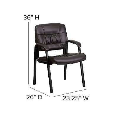 Flash Furniture LeatherSoft Executive Side Reception Lounge Chair with Titanium Gray Frame