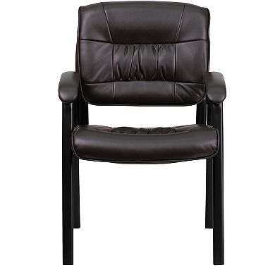 Flash Furniture LeatherSoft Executive Side Reception Lounge Chair with Titanium Gray Frame