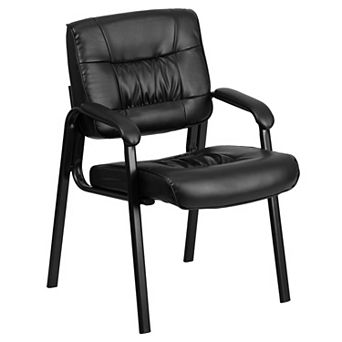 Flash Furniture LeatherSoft Executive Side Reception Lounge Chair with Titanium Gray Frame