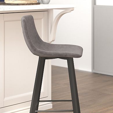 Flash Furniture Set of 2 Commercial Indoor Armless Iron Barstools