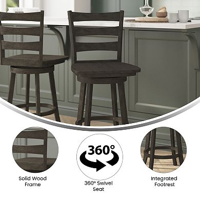 Flash Furniture Commercial Wooden Swivel Counter Height Stool