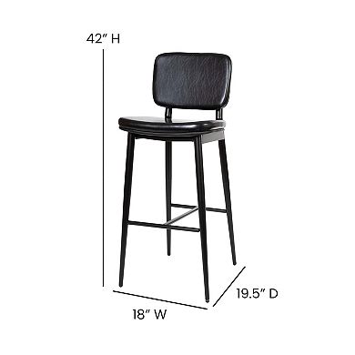 Flash Furniture Set of 2 LeatherSoft Barstools with Iron Frame-Integrated Footrest