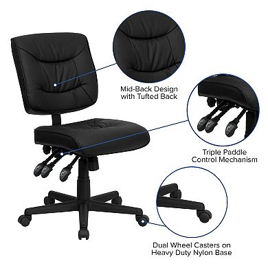 Flash Furniture Mid-Back LeatherSoft Multifunction Swivel Ergonomic Task Office Chair