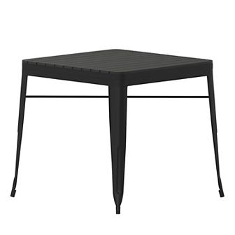 Flash Furniture Indoor/Outdoor Commercial Steel Patio Table with Poly Resin Slatted Top