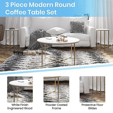 Flash Furniture Laminate Table Set with X Metal Frame-Coffee Table-2 End Tables