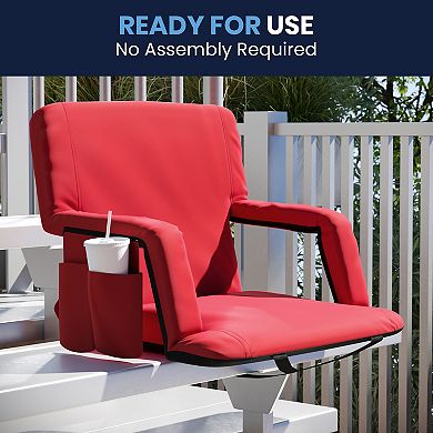 Flash Furniture Extra Wide Reclining Backpack Stadium Chair with Armrests & Storge Pockets