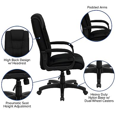 Flash Furniture High Back Multi-Line Stitch Upholstered Executive Swivel Office Chair with Arms