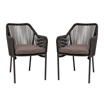 Flash Furniture Woven Indoor/Outdoor Stacking Club Chairs - Cushions-Set of 2